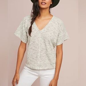 Anthropologie Eri + Ali Gray V-Neck Sweater Top